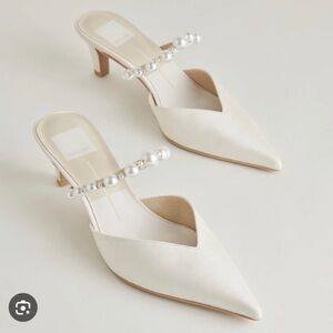 Dolce Vita Cream Mules with Pearl Details